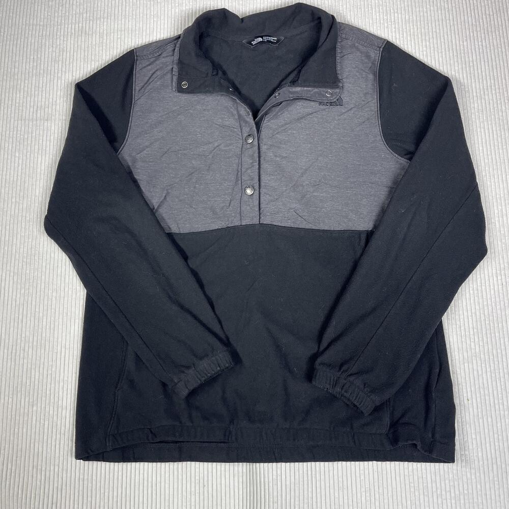 The North Face Jacket Womens L Black Fleece Snap Pullover Colorblock Pockets